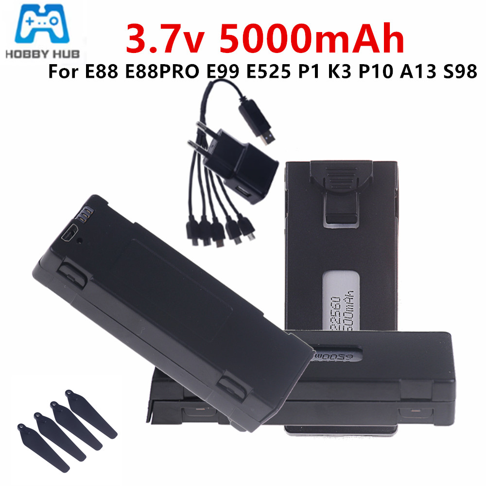 3.7V E88 5000mAh Rechargeable  - Drone Rc E99 Pro ulasan dan harga