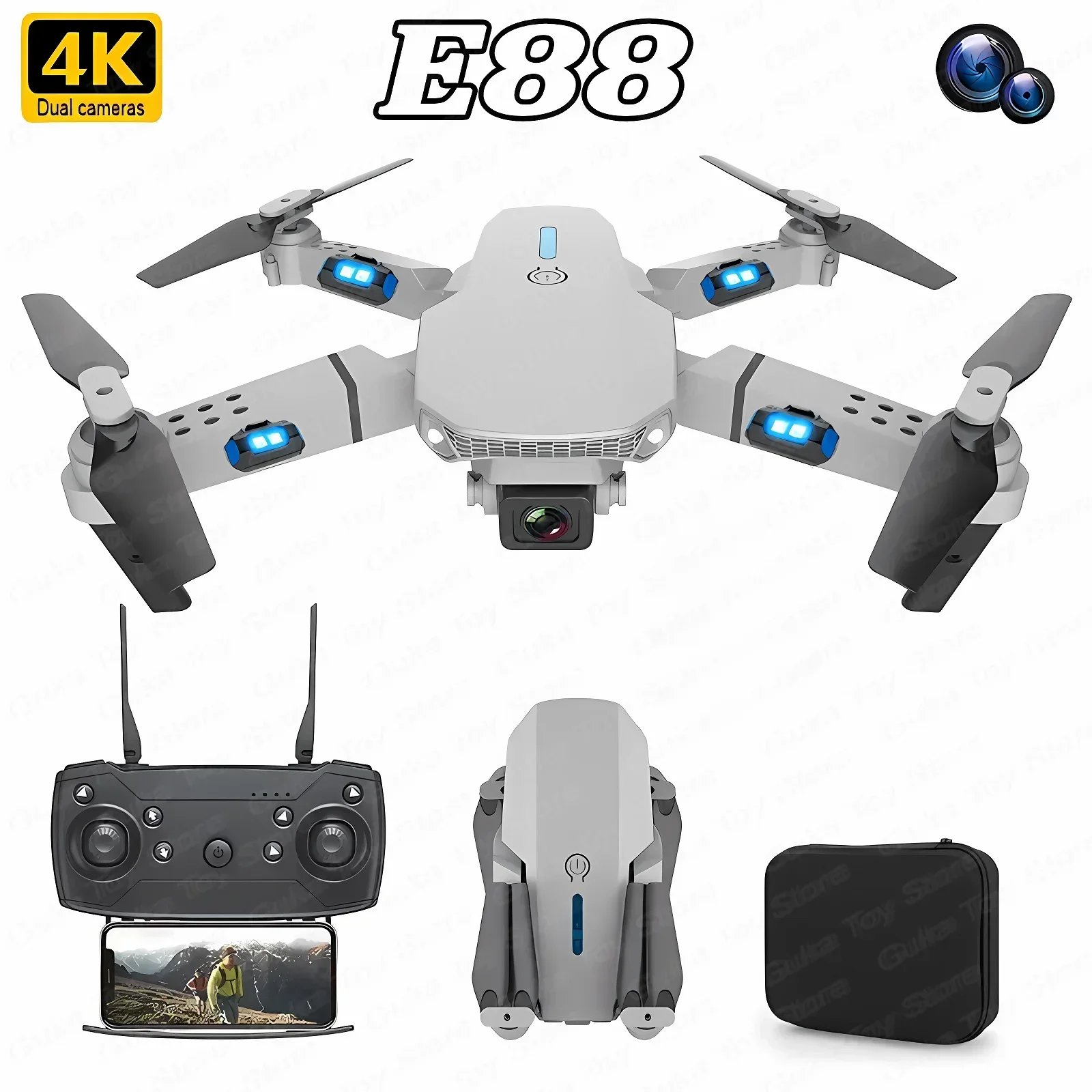 E88 Pro WIFI FPV Drone Wide An - Drone Rc Helicopter With Camera ulasan dan harga